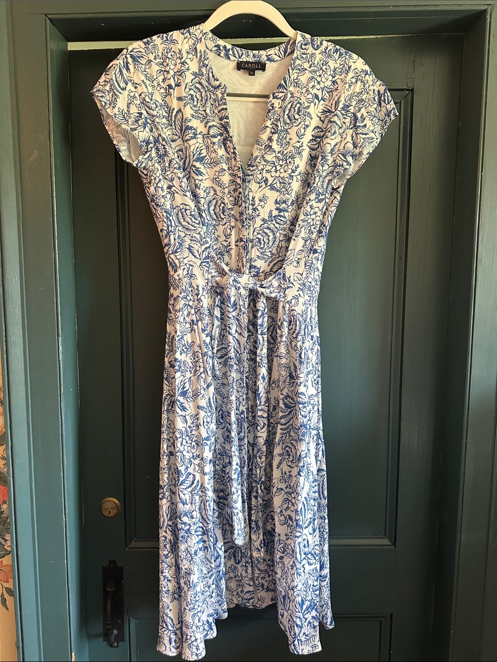 Carole Blue & White Floral Tie-Waist Dress